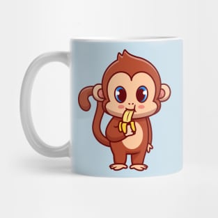 Cute Monkey Eating Banana Cartoon Mug